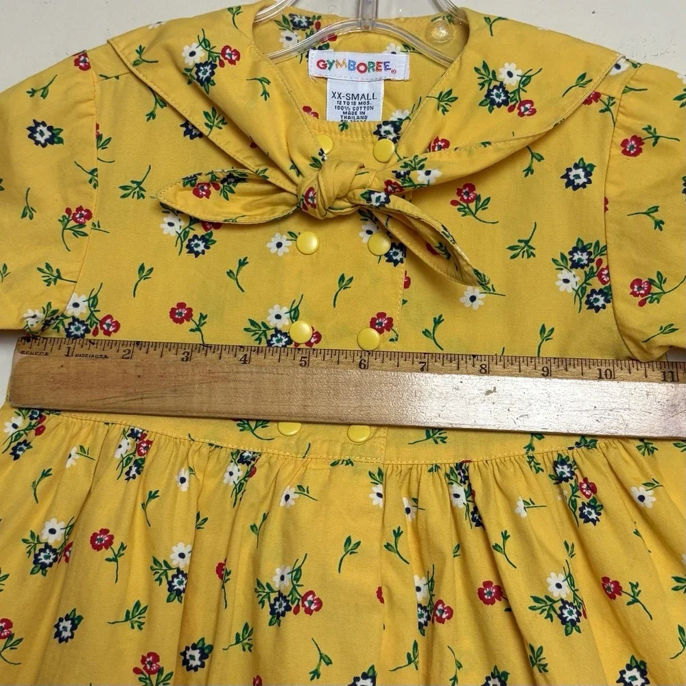 VTG Gymboree Country Meadows Dress Rainbow Tag Cottagecore Yellow Floral 12-18 M